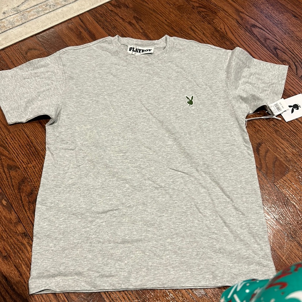 Playboy tshirt Gray size small new with tags